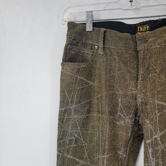 Tripp NYC Shine On Metallic Pants Size 28 Gold Bronze Silver Halographic Flawed - Picture 6 of 16